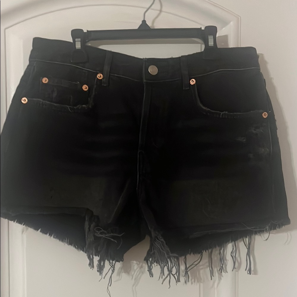 We The Free Dark Jean Shorts with Frayed Hem